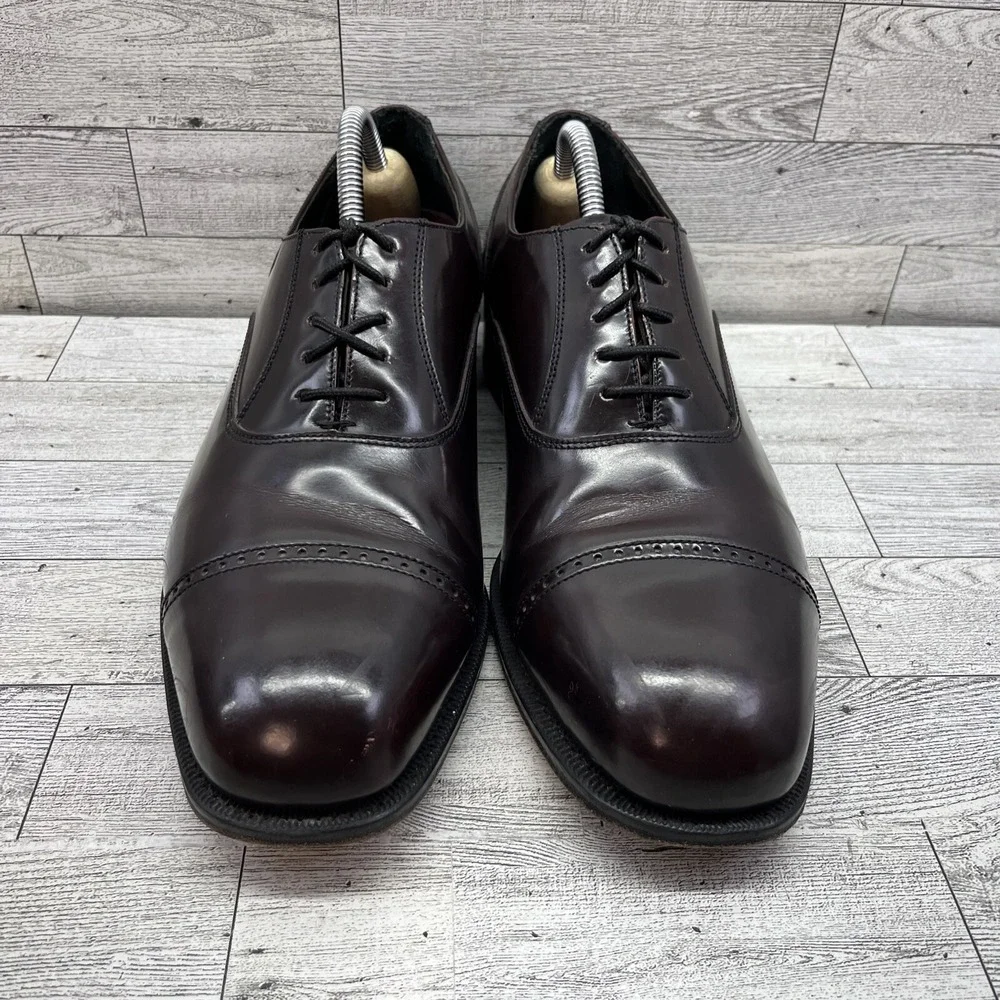 Florsheim 17067-05 Lexington Oxford Cap Toe Burgundy Leather Dress Shoes Men 10D